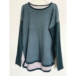 NWT Smartwool Womens Shadow Pine Colorblock Crew Sweater in Mist Blue Si…